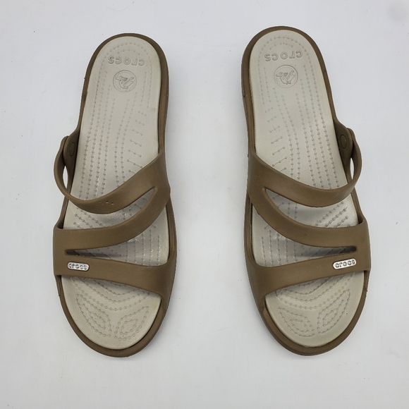 Crocs Patricia Mini Wedge 10386 Women's 11 Shoes Strappy Slip On Sandals - Picture 8 of 9